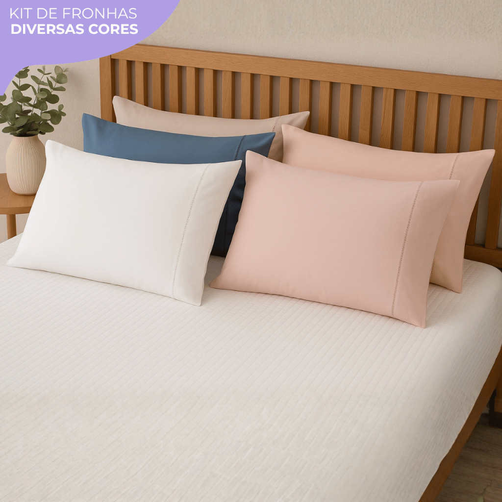 kit de Fronhas Percal 400 Fios 70 x 50cm Capa Ponto Palito em Oferta na Shopee