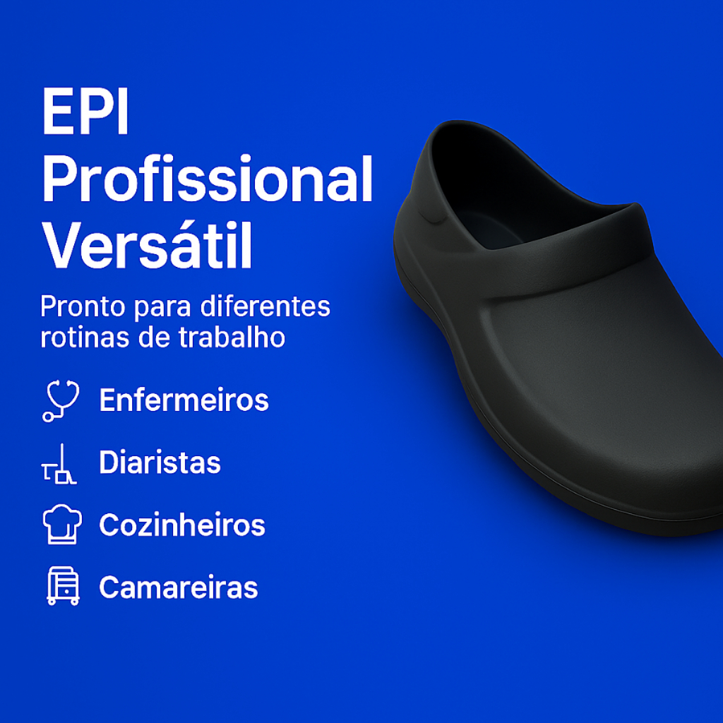 Calçado EPI Leve segurança Confortável Antiderrapante Ideal para Diaristas e Camareiras