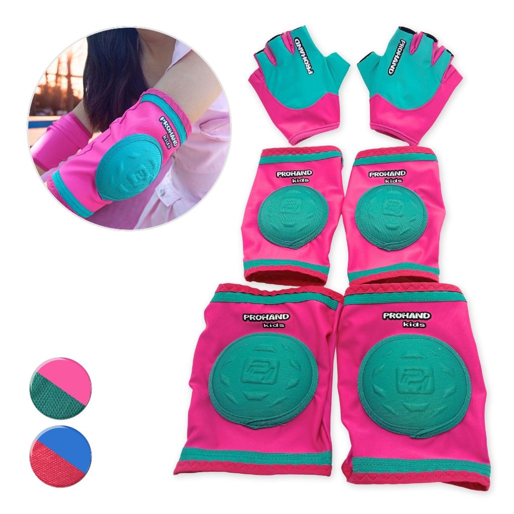 Kit Proteção Infantil Cotoveleira Joelheira Luva Bike Skate Bicicleta Futsal Criança Rosa Azul