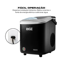 Máquina de Gelo Portátil 100W RIGZ 12kg/dia – 127V/220V - Compacta, Rápida e Eficiente