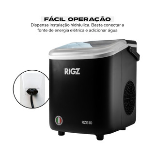 Máquina de Gelo Portátil 100W RIGZ 12kg/dia – 127V/220V - Compacta, Rápida e Eficiente
