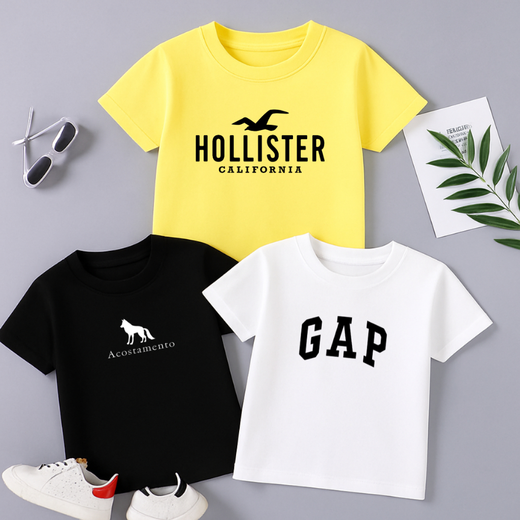 Kit 3 Camisetas Infantil Masculina Estampadas Modernas em 100% Algodão Premium