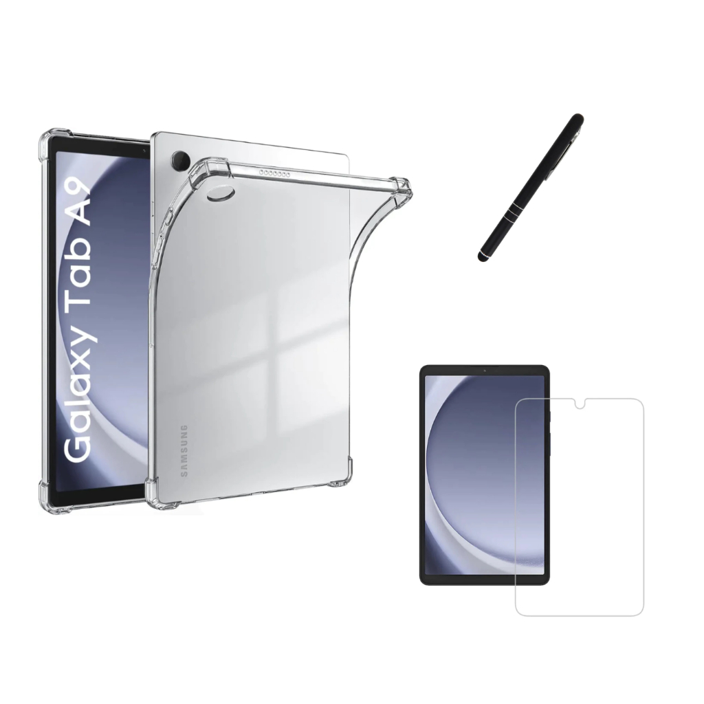 Kit Capa Transparente Para Tablet Galaxy Tab A9/ A9 "8.7" Polegadas + Película Vidro + Caneta