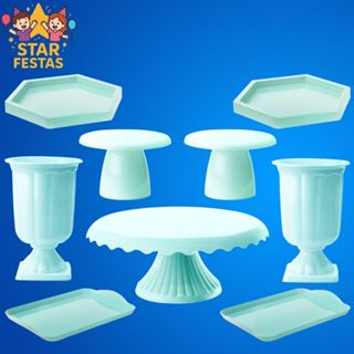 Kit Mesa De Festa - 1 Boleira Cake Renda 19cm , 2 Mini Cake Slim , 2 Mini Sextavada , 2 Vaso Grego e 2 Bandeja 20x13 em Oferta na Shopee
