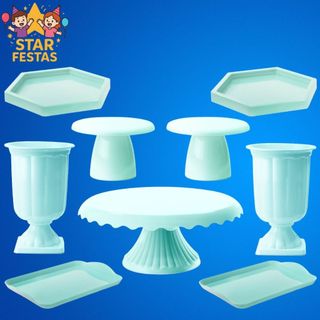 Kit Mesa De Festa - 1 Boleira Cake Renda 19cm , 2 Mini Cake Slim , 2 Mini Sextavada , 2 Vaso Grego e 2 Bandeja 20x13