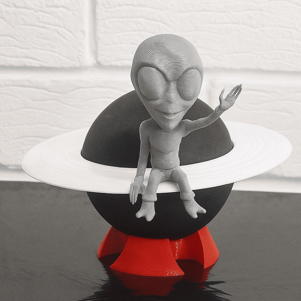 Suporte De Mesa Stand Alexa Alien et Extraterrestre Echo Dot 4 3d Enfeite Decorativo Quarto Sala Apoio Mesa