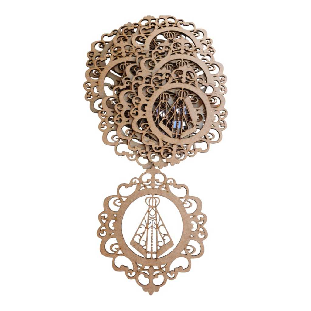 Kit Placa Mandala Nossa Senhora Aparecida Escapulário- MDF Cru  Laser Vazada