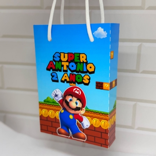 Sacolinha personalizada Super Mario PEGUE E MONTE | Personalizados lembrancinhas mimos