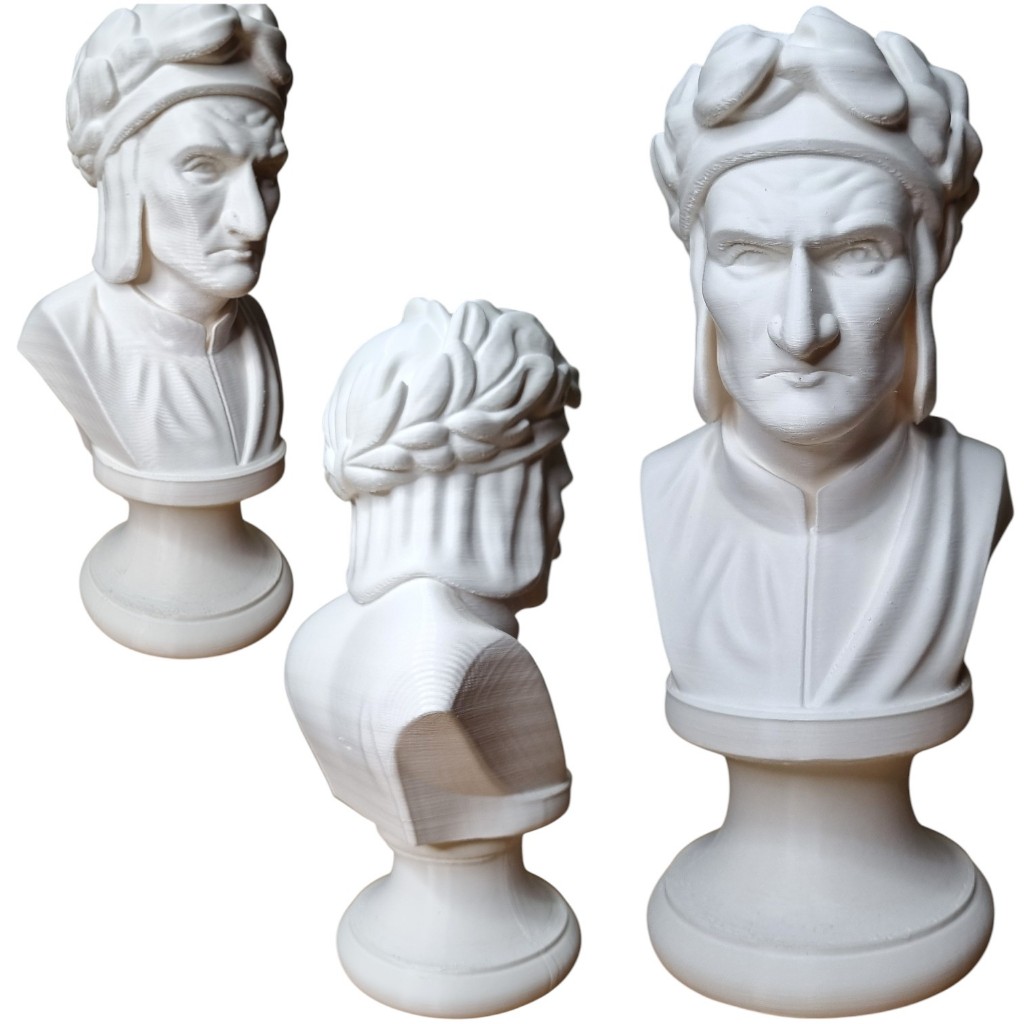 Busto Dante Alighieri Escultura Impressa Em 3D Filosofia Renascentista