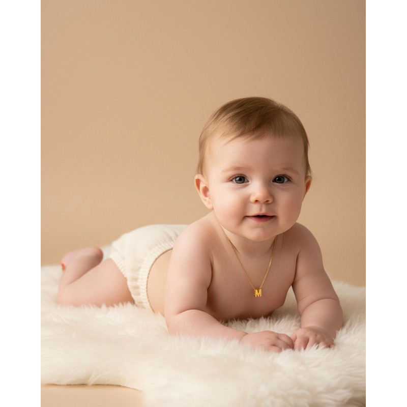 corrente inicial bebê e infantil aço banhada a ouro 18k