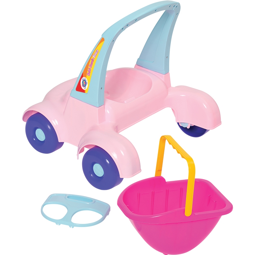 Bebê passeio boneca rosa mercotoys carrinho de passeio para boneca e cestinha