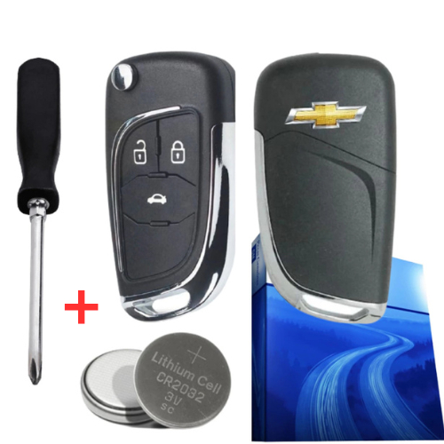 Capa Chave Canivete Chevrolet Gm Onix Cruze Tracker Montana Kit Completo + Bateria + Chave Phillips