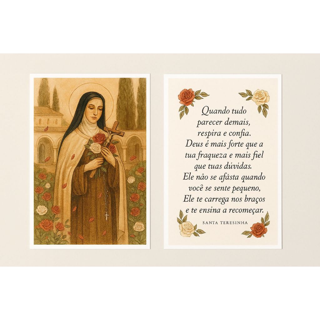 Kit Quadros Decorativos Mosaico 2 Peças Santa Teresinha Menino Jesus Rosas Religioso Oração Fé Terez