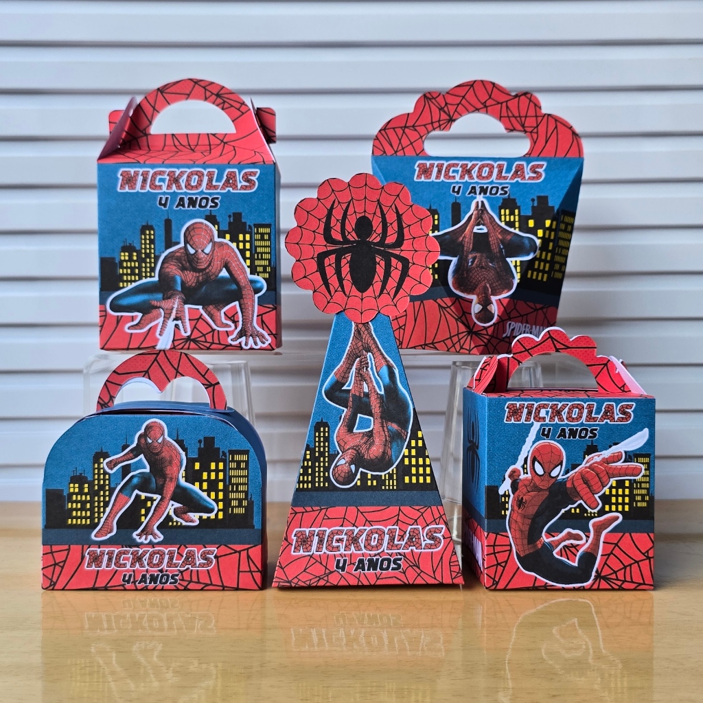Kit Festa Personalizados Homem Aranha – Lembrancinhas e Caixinhas para Aniversário – PEGUE E MONTE