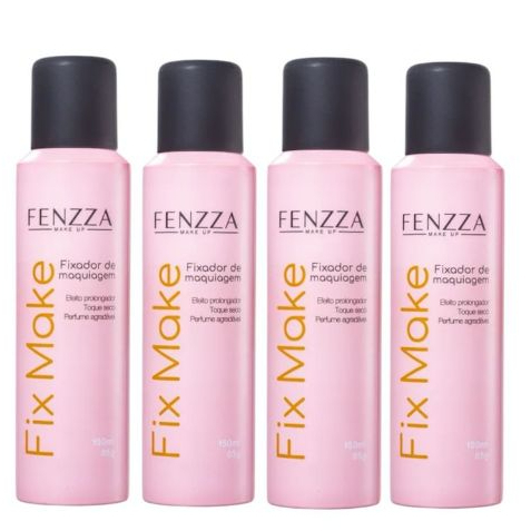 Kit com 4 Fenzza Fixador de Maquiagem Toque Seco Spray Fix Make Up Fixação Prolongada