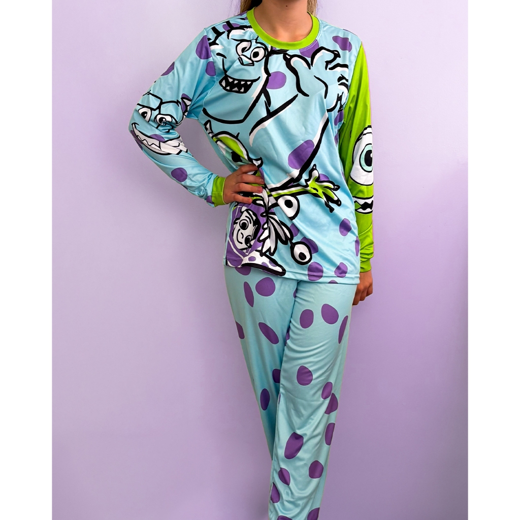 Conjunto Pijama Feminino Monstros Monsters | Manga Longa | Suede Macio | PP–EXG (Plus Size) em Oferta na Shopee