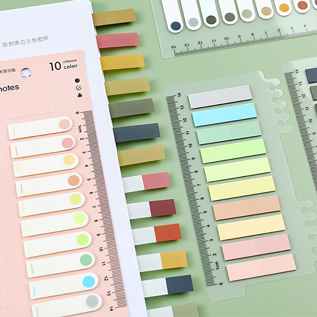 200 Folhas Marcador de Página Notas Adesivas C/ Marcador De Régua Marcador De Página Livro em Oferta na Shopee