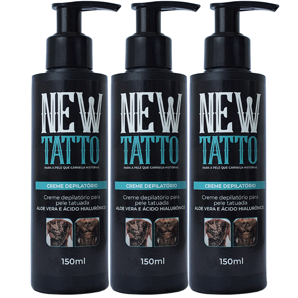 Kit Creme Depilatório New Tatto ❕ Depilação Rápida, Hidratação e Proteção para Pele Tatuada 💙