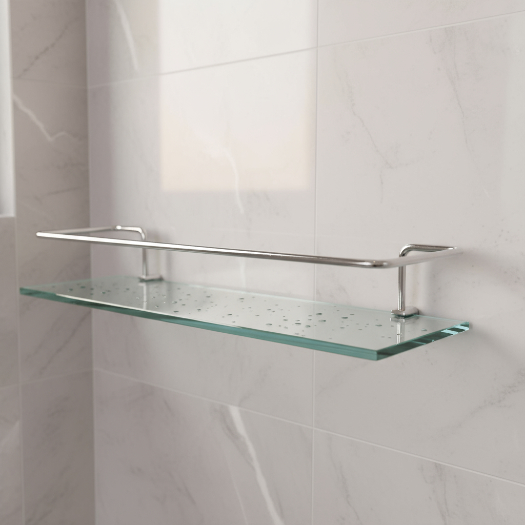 Porta Shampoo Reto Incolor Suporte Banheiro Prateleira 50cm Vidro 6mm em Oferta na Shopee