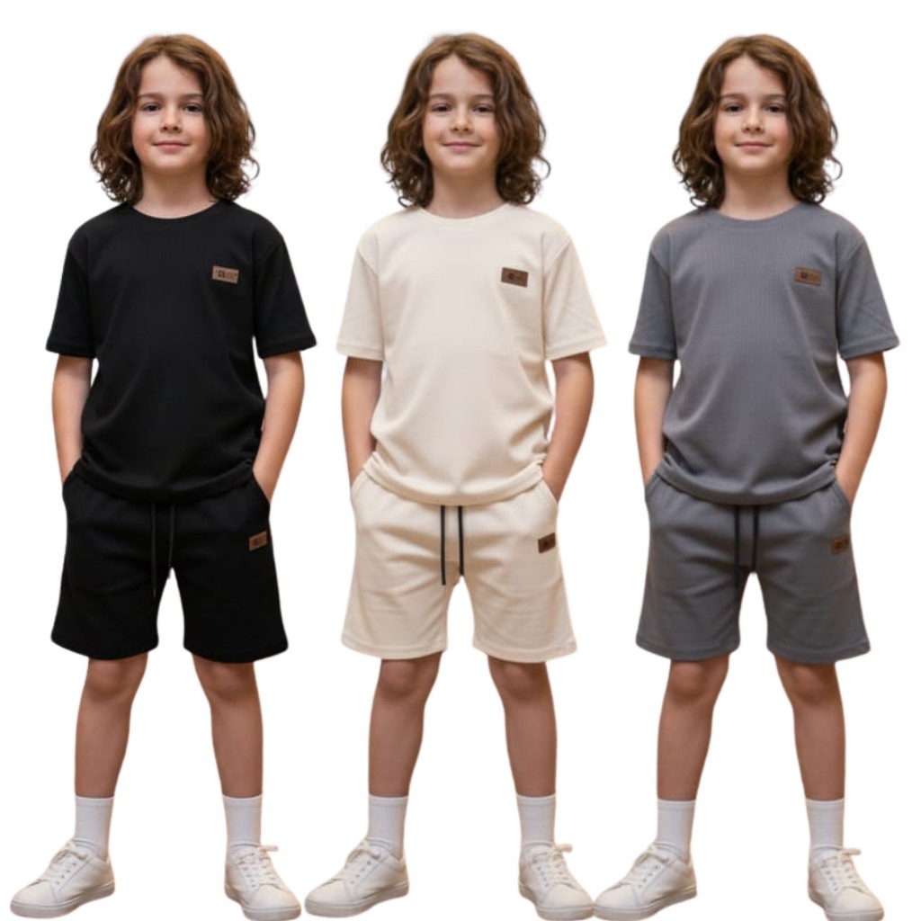 Conjunto INFANTIL 2 Peças Camiseta + Short | Malha Conforto | Look VERÃO Passeio