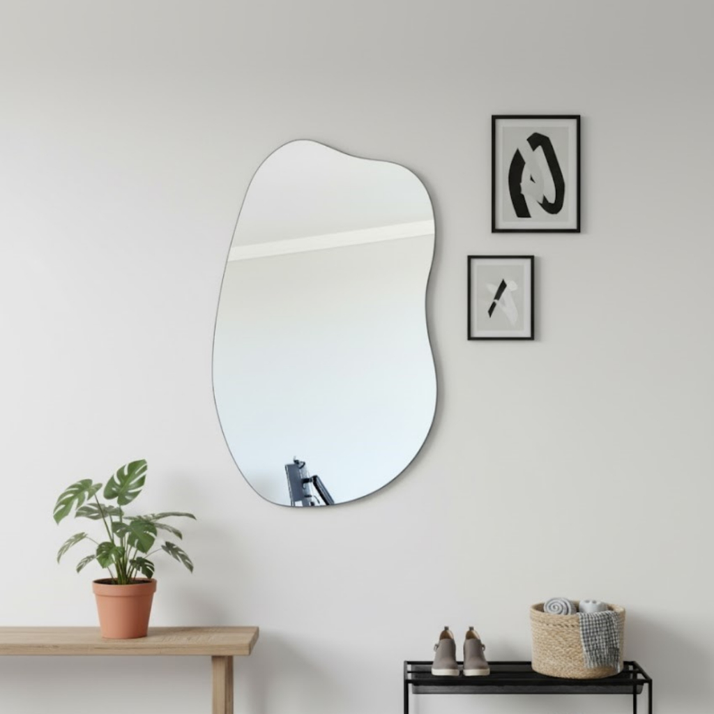 Espelho Banheiro/Quarto/Sala/Hall Decorativo Orgânico de Parede Sem Moldura Fita Dupla Face Para