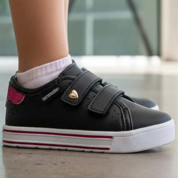 Tênis Infanti Happyl Ortopasso Menina Escolar Feminino Leve Macio Coração Sola Reta em Oferta na Shopee