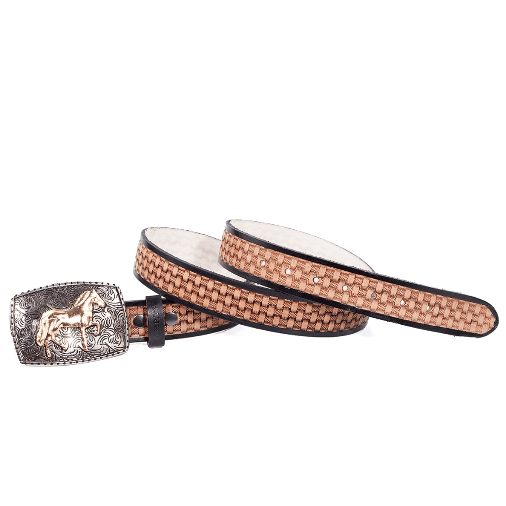 Cinto Masculino Country Balaiado Pampas Country Couro E Fivela Removivel Grande Cavalo