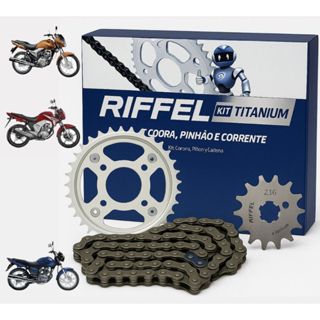 Kit Relação Transmissão Tração  Titan Fan Start 150/160 Riffel Aço 1045 Promoção aço 1045 em Oferta na Shopee