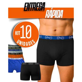 Kit 10 Cuecas Box Boxer Cotton Algodão Com Elastano Original Adulto Masculino em Oferta na Shopee