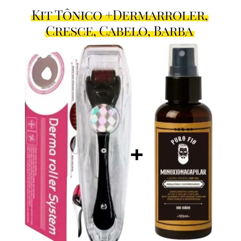 Kit Pro MinoxDNA Tônico Capilar + Dermaroller | Estímulo Capilar e Barba |Antiqueda/Microagulhamento/Envio rápido