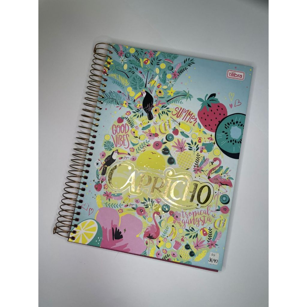 Caderno Tilibra Capricho VINTAGE 10 Matérias – Good Vibes Colorido de Verão 200fls