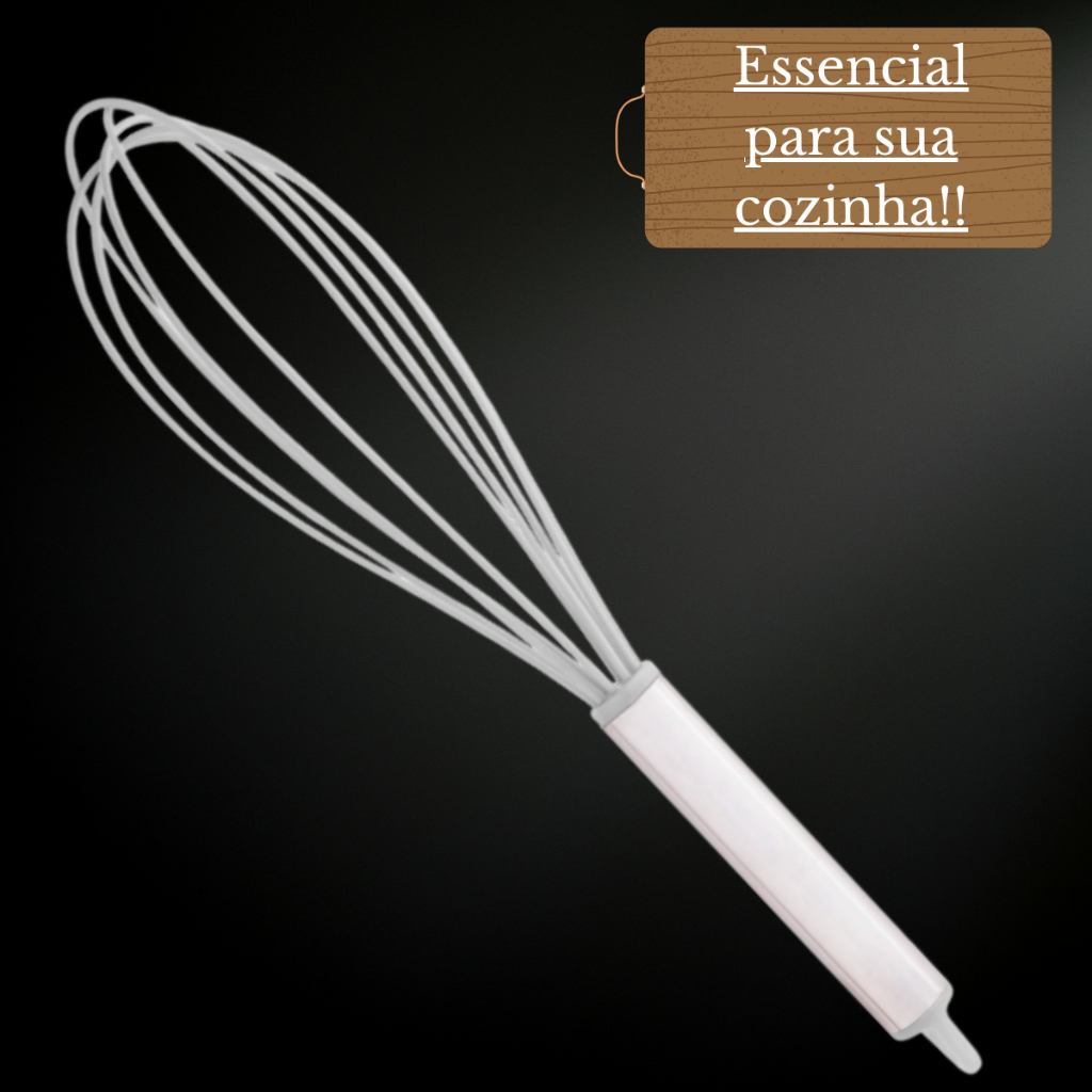 Batedor manual cinza de Claras Fouet Resistente CB inox e silicone 30 cm Utensílio de Cozinha