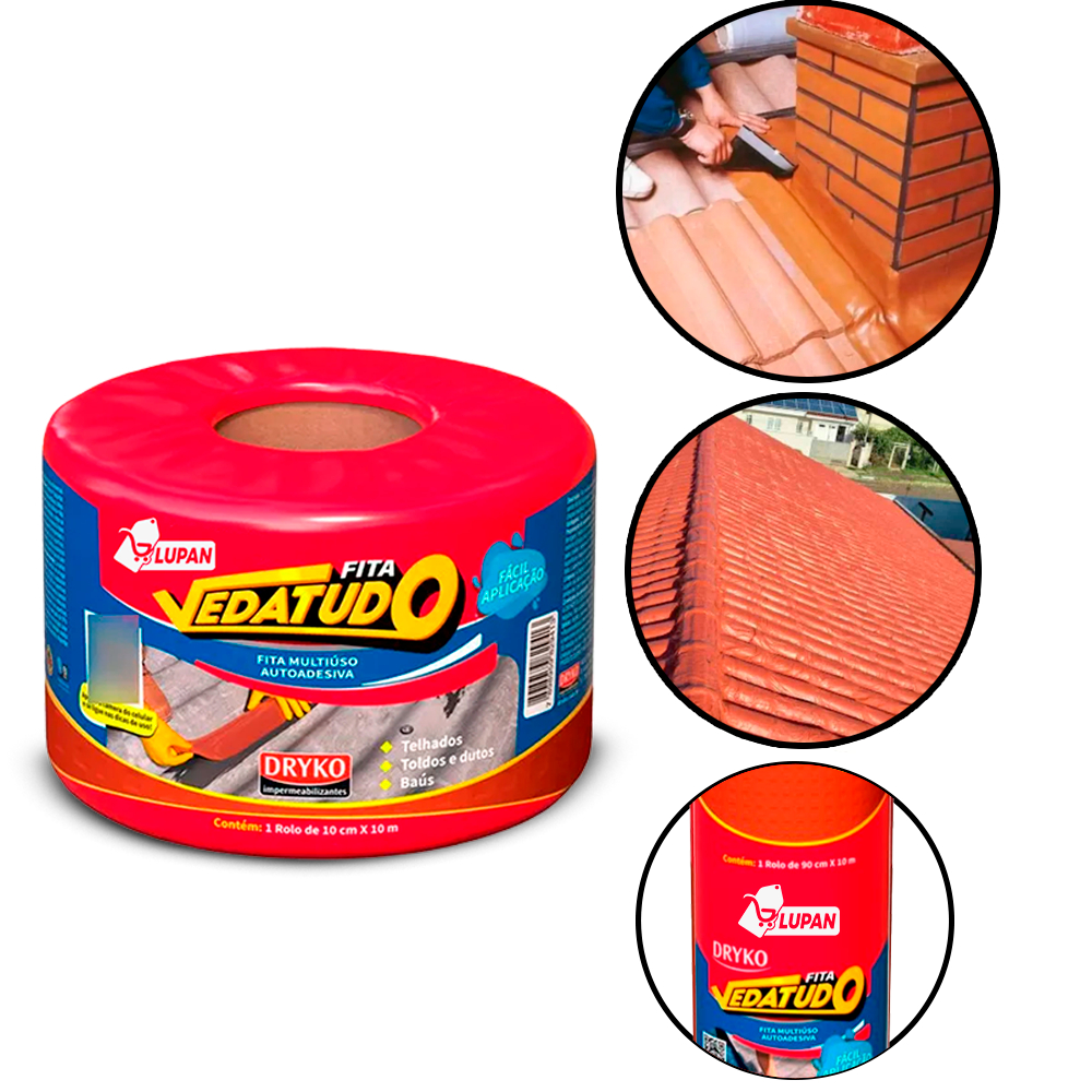 Manta Asfáltica Terracota Telhado Auto Adesiva- 10cm X 10m