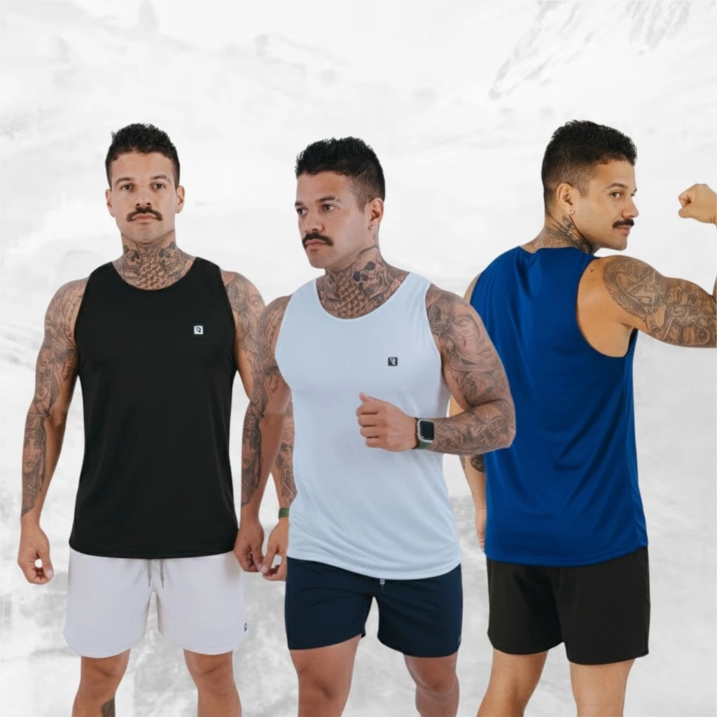 Kit 3 Regata Dry Fit Academia Furadinha Treino — imagem 1