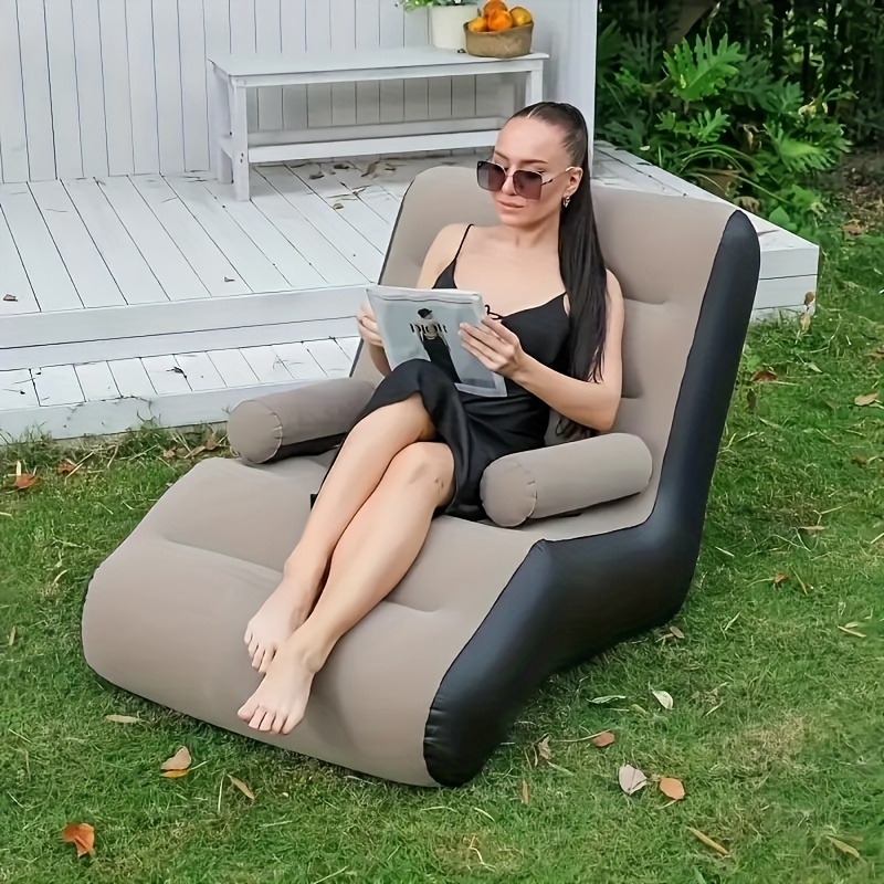 Sofá Preguiçoso Inflável Portátil em Forma de S com Braços.
