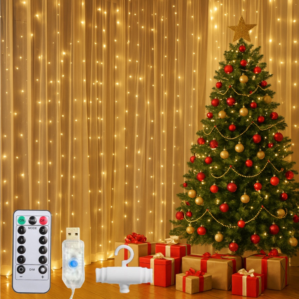 Cortina Led 3 Metros Bivolt Fio De Fada Festa Casamento Eventos Natal 300 Leds Decoração Controle