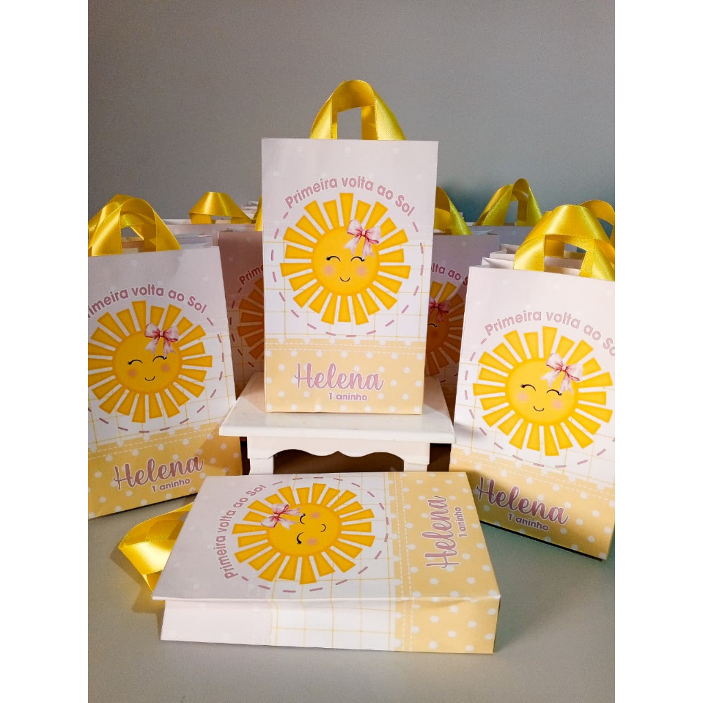 KIT 10/15/20 Sacolinhas Surpresas Festa Primeira Volta ao Sol, Lembrancinhas, Aniversario, Personalizadas.