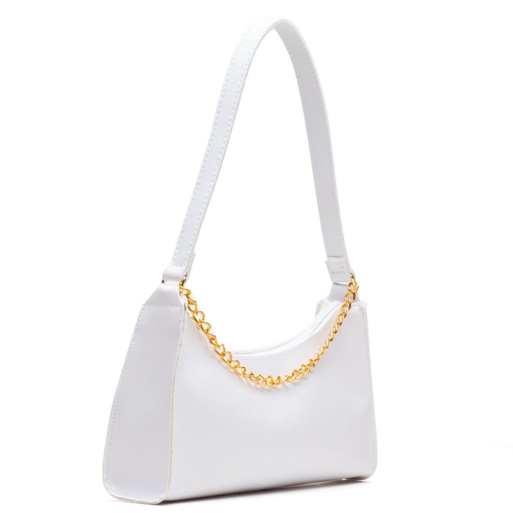 Detalhes do BOLSAS BAGUETES FEMININAS LISAS PEQUENAS CORRENTES DE OMBRO E DE MÃO PEQUENAS MEIA