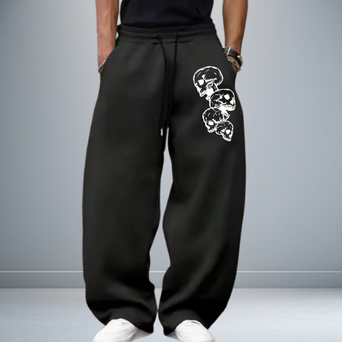 Calça Baggy Modelo larga Moletom Masculina Streetwear Confortável Caveiras Premium Modelagem Ampla Casual Moderna cod 07 em Oferta na Shopee