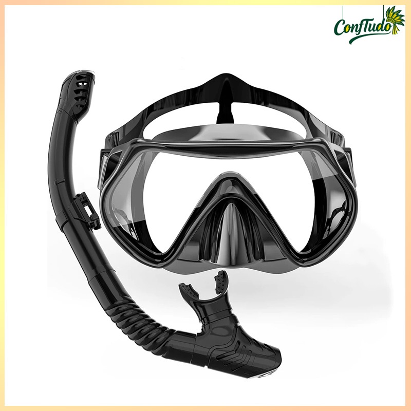 Máscara de mergulho antifumaça e kit de snorkeling, óculos de mergulho com gáspea de silicone para piscina/snorkeling