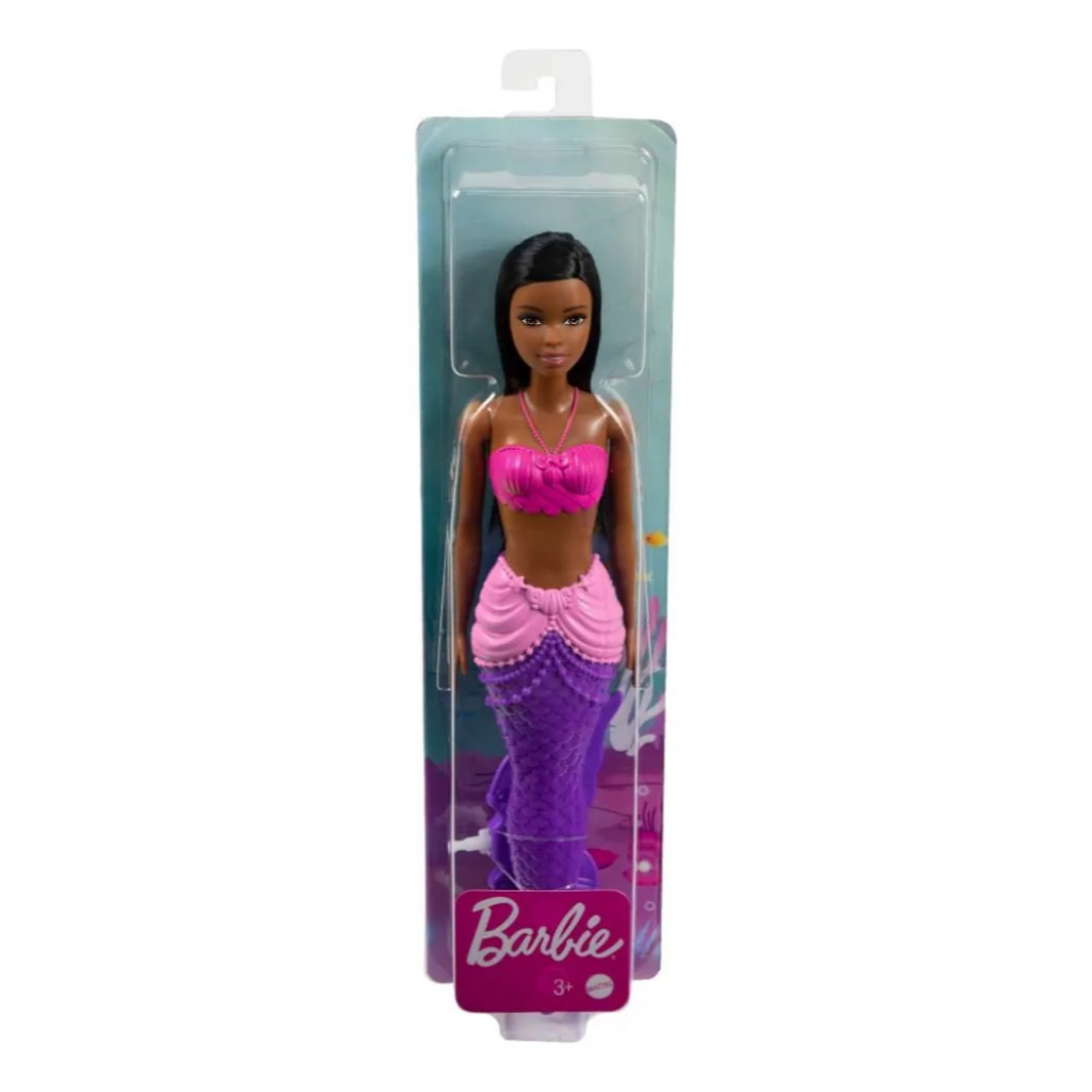 Boneca Barbie Sereia Basica Negra Cauda Roxa - Mattel Hgr04