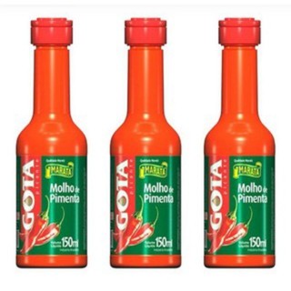 Kit 3 Molho Pimenta Vermelha Tradicional 150ml Maratá Gota Temperos Culinários
