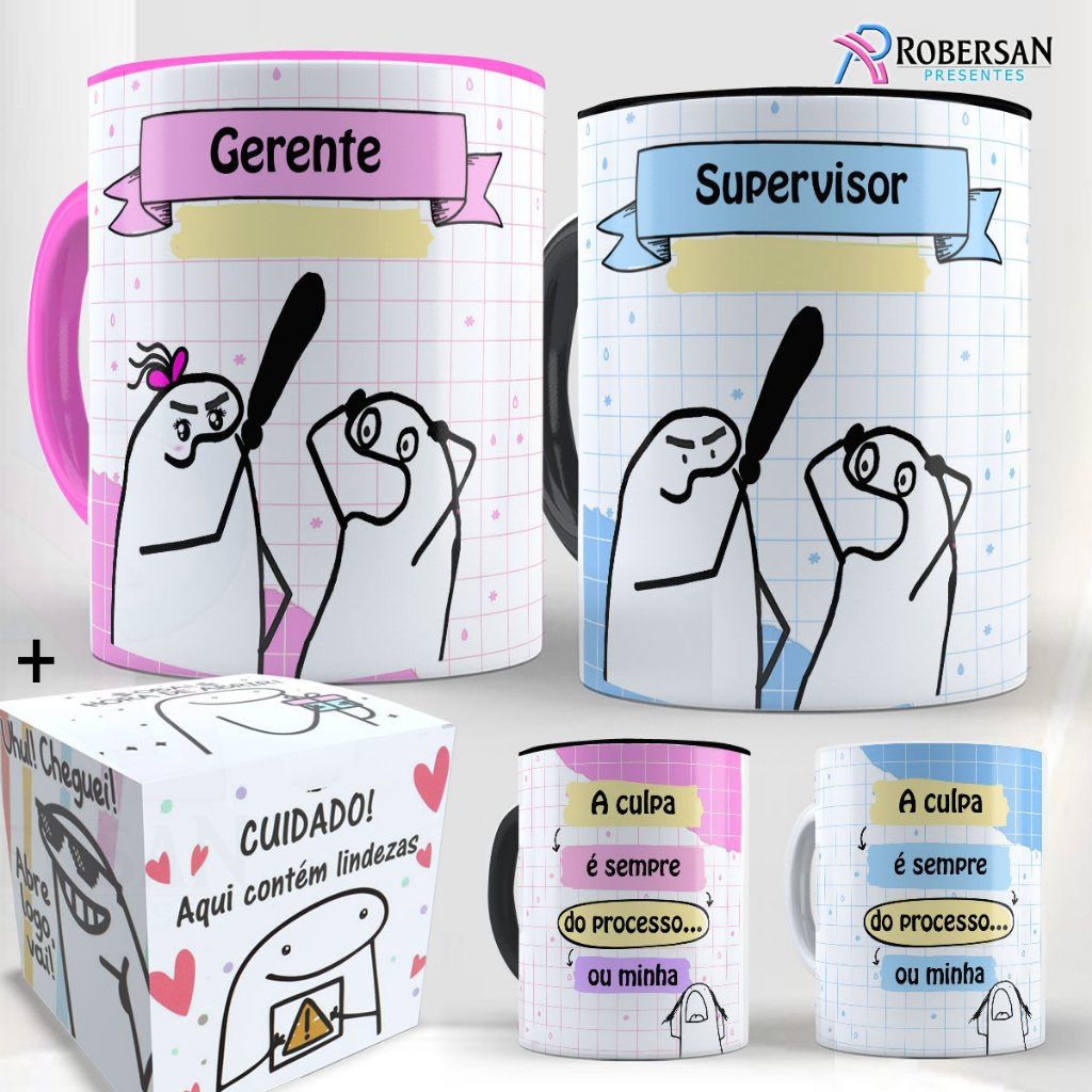Caneca Personalizada Porcelana Supervisor Supervisora Gerente Gerencia Administrador Administração