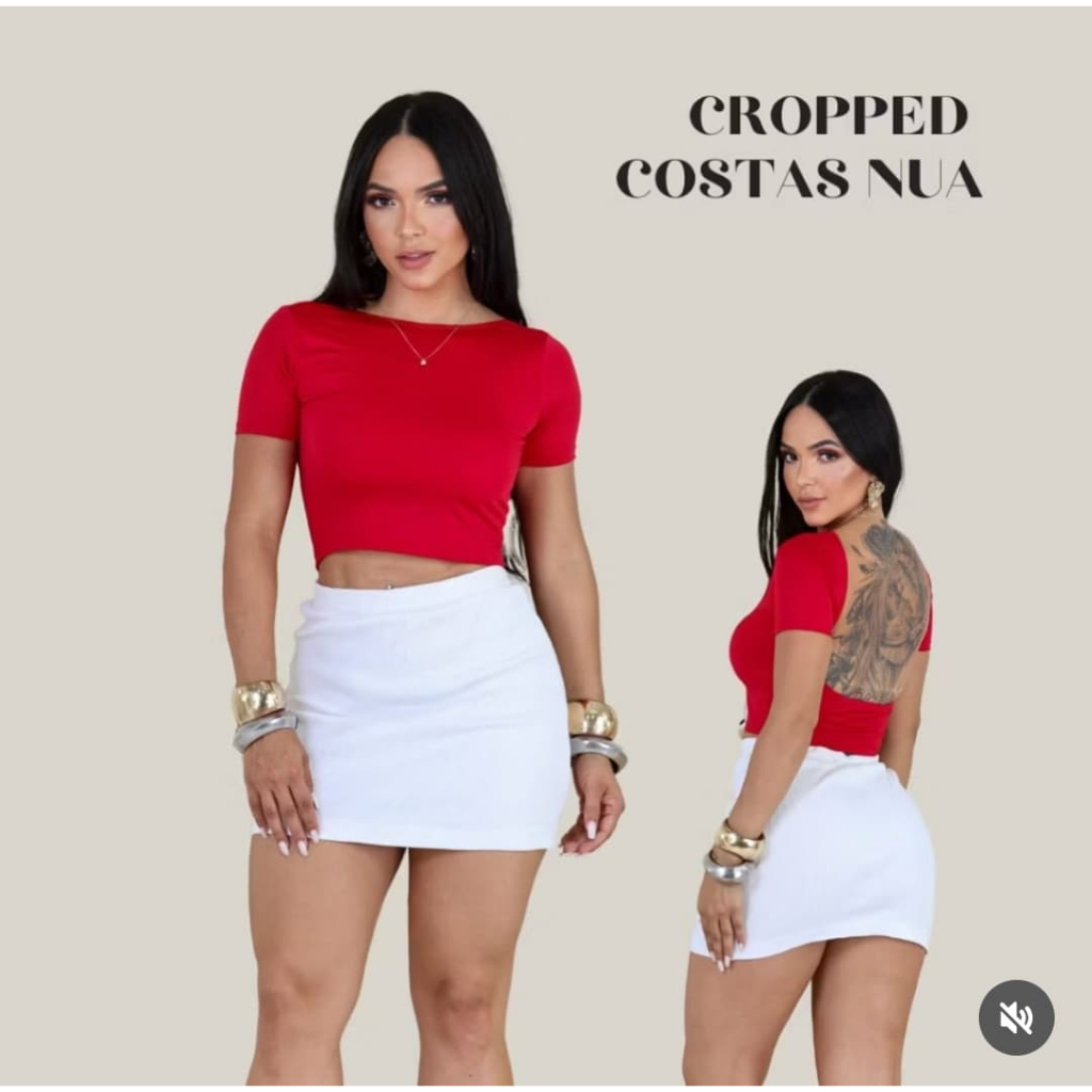 Blusinha Cropped Feminino Blusa Costa Nua Ribanna Baby Tee Básico Casual Premium em Oferta na Shopee