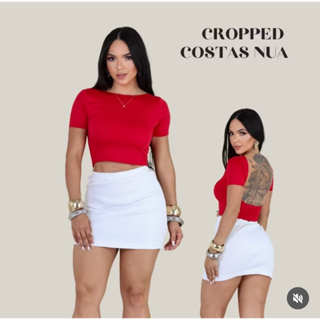 Blusinha Cropped Feminino Blusa Costa Nua Ribanna Baby Tee Básico Casual Premium em Oferta na Shopee