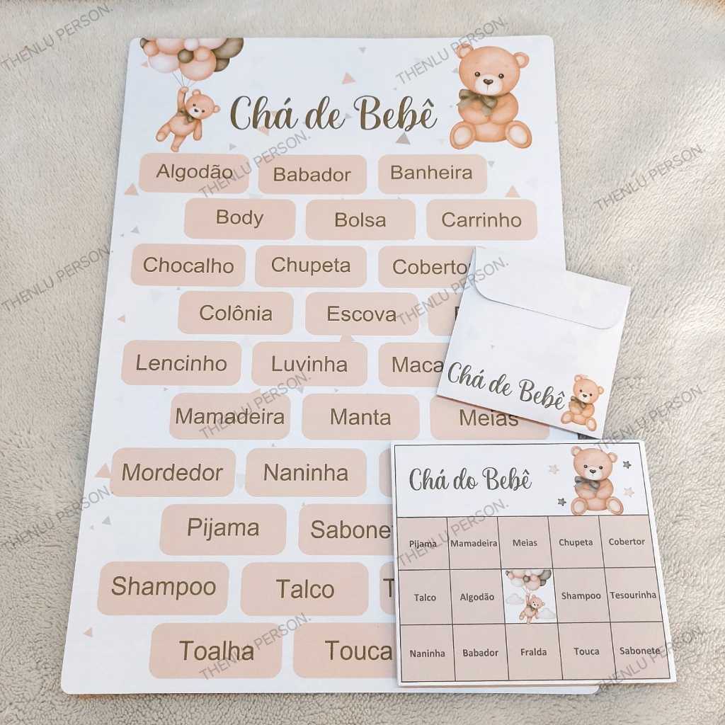 Kit Bingo - Ursinho Marrom laço verde em Oferta na Shopee