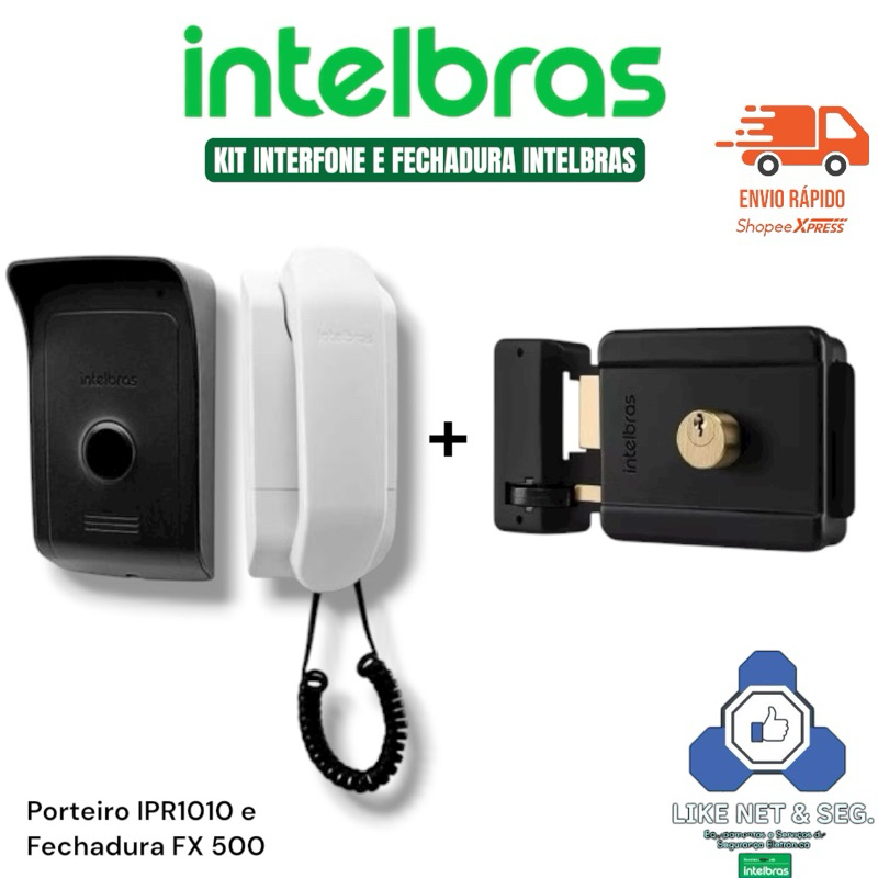 KIT Interfone Intelbras Porteiro Ipr1010 e Fechadura Elétrica FX 500