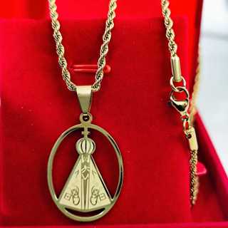 Colar Pingente Nossa Senhora Aparecida Aço Inox Banhado a Ouro Proteção em Oferta na Shopee