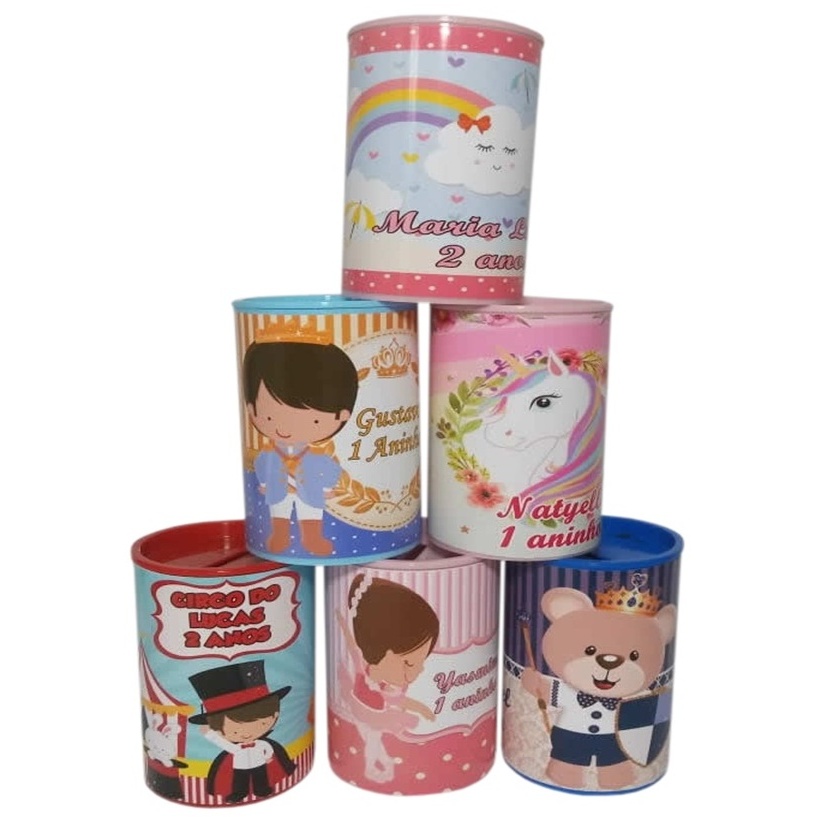 Cofrinho Personalizado Lembrancinha Aniversário Festa Infantil Bailarina (Fazemos Todos os Temas)