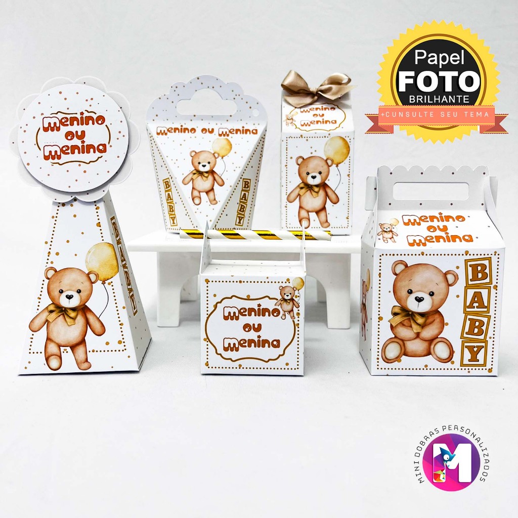 PEGUE E MONTE - Kit CHÁ REVELAÇÃO CHÁ DE BEBE URSINHO NEUTRO UNISSEX - ENVIO NO MESMO DIA para COMPRA ATÉ 11H